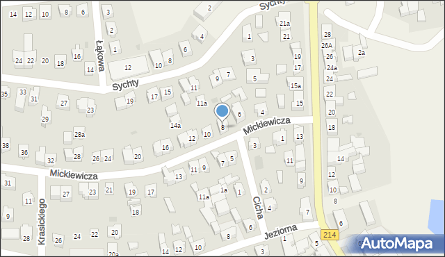 Sierakowice, Mickiewicza Adama, 8, mapa Sierakowice