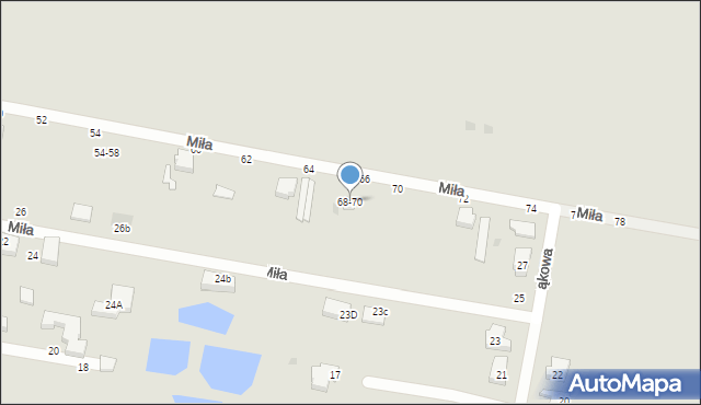 Skierniewice, Miła, 68-70, mapa Skierniewic