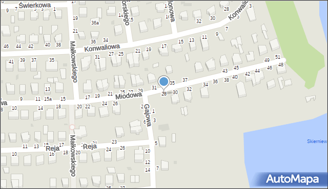 Skierniewice, Miodowa, 28, mapa Skierniewic