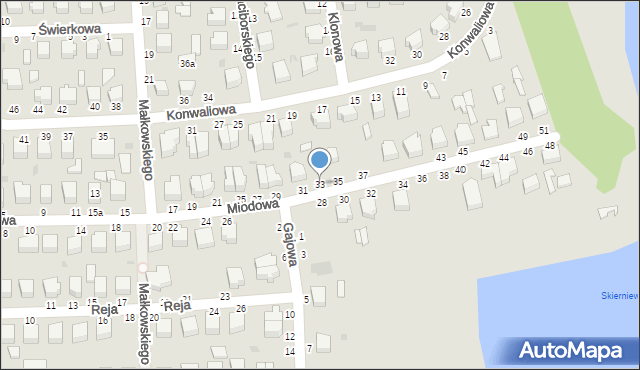 Skierniewice, Miodowa, 33, mapa Skierniewic