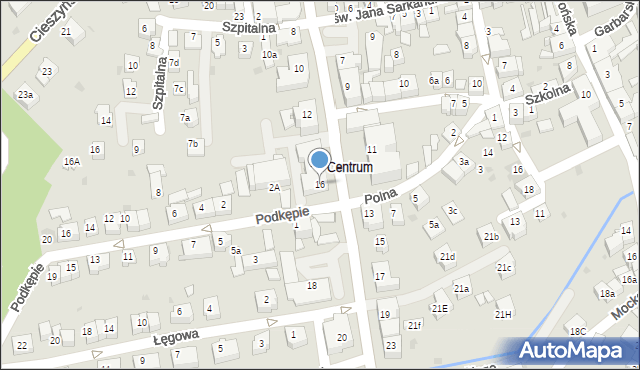 Skoczów, Mickiewicza Adama, 16, mapa Skoczów