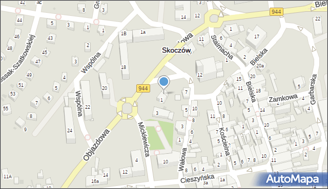 Skoczów, Mickiewicza Adama, 1A, mapa Skoczów