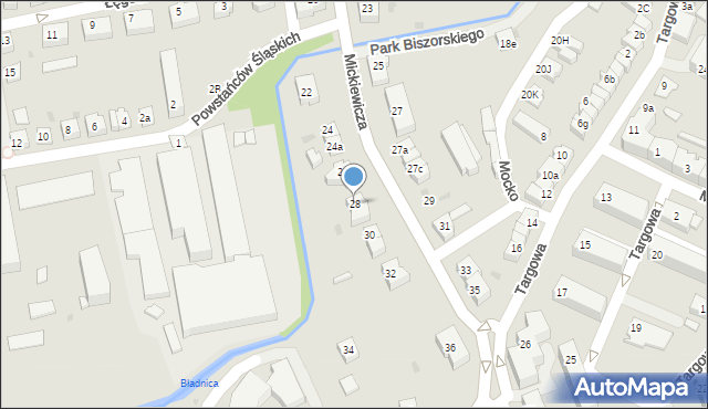 Skoczów, Mickiewicza Adama, 28, mapa Skoczów