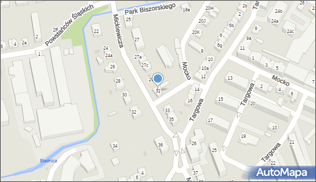 Skoczów, Mickiewicza Adama, 31, mapa Skoczów