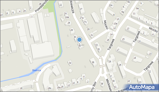 Skoczów, Mickiewicza Adama, 32, mapa Skoczów