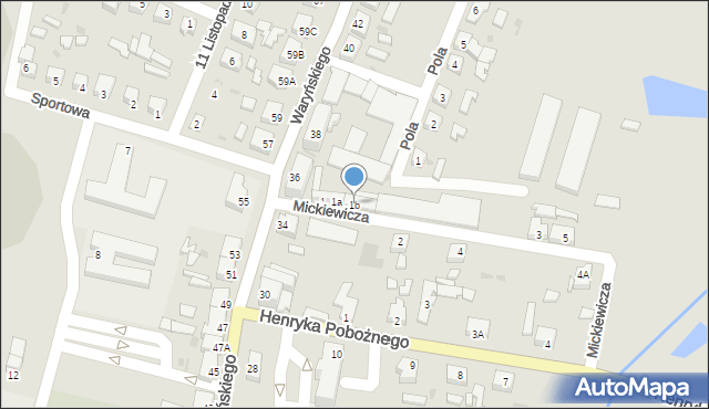 Sława, Mickiewicza Adama, 1b, mapa Sława