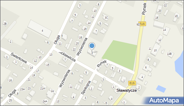 Sławatycze, Mickiewicza Adama, 2, mapa Sławatycze