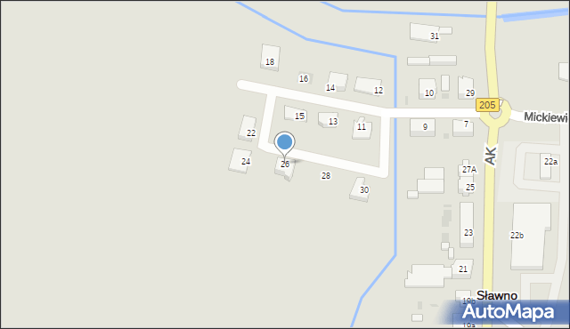 Sławno, Mickiewicza Adama, 26, mapa Sławno