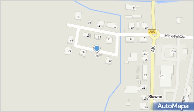 Sławno, Mickiewicza Adama, 28, mapa Sławno