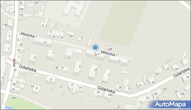 Sławno, Mieszka I, 12, mapa Sławno