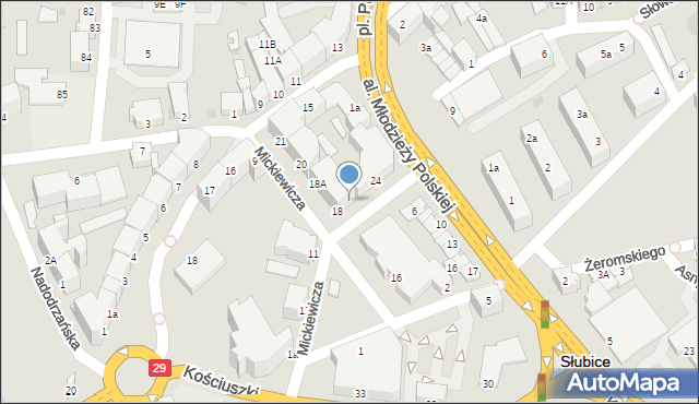 Słubice, Mickiewicza Adama, 18, mapa Słubice