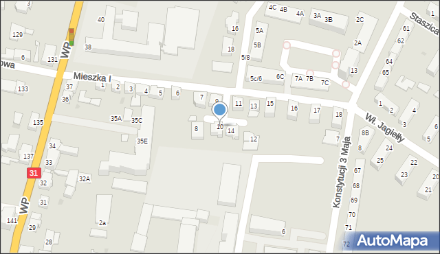 Słubice, Mieszka I, 10, mapa Słubice