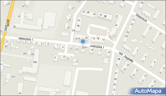 Słubice, Mieszka I, 15, mapa Słubice