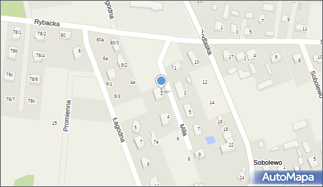 Sobolewo, Miła, 2, mapa Sobolewo