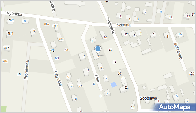 Sobolewo, Miła, 3, mapa Sobolewo