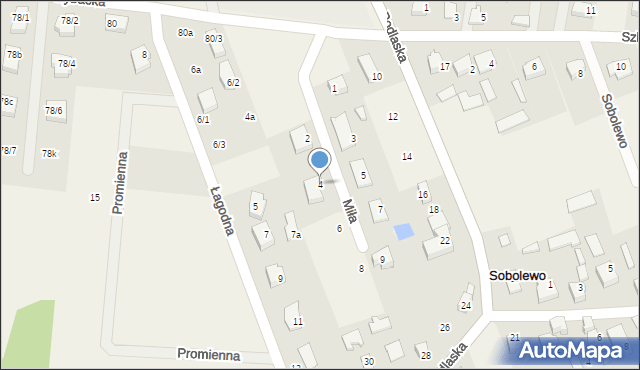 Sobolewo, Miła, 4, mapa Sobolewo