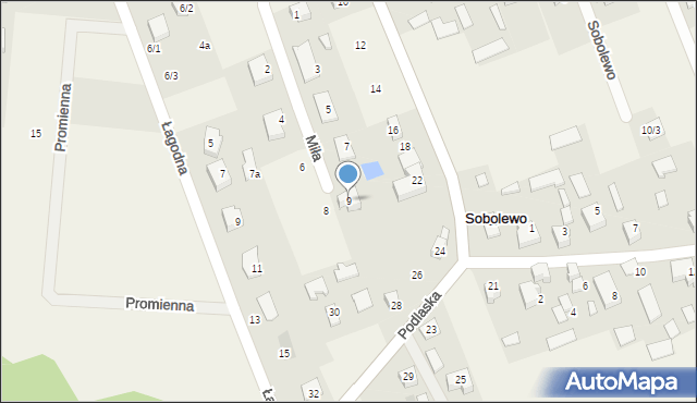 Sobolewo, Miła, 9, mapa Sobolewo
