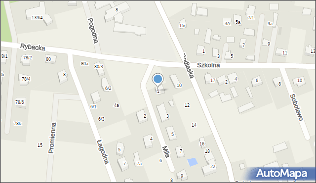 Sobolewo, Miła, 1, mapa Sobolewo