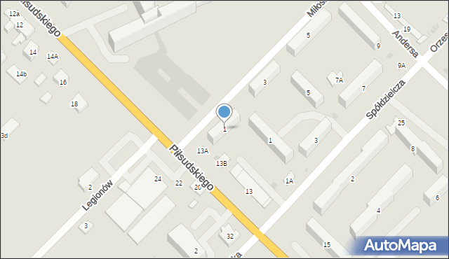 Sokołów Podlaski, Miłosna, 1, mapa Sokołów Podlaski