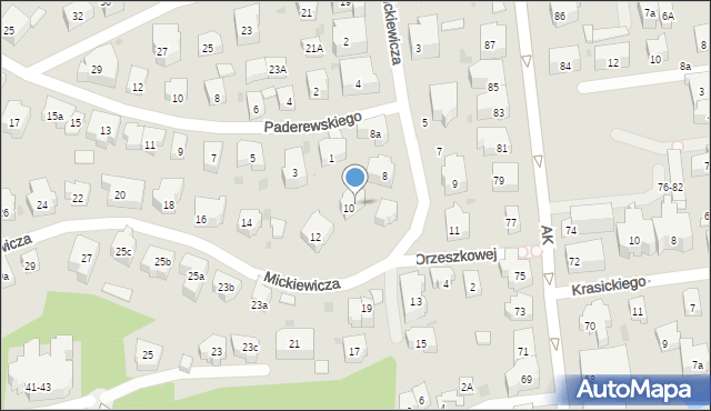 Sopot, Mickiewicza Adama, 10A, mapa Sopotu