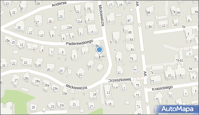 Sopot, Mickiewicza Adama, 8, mapa Sopotu
