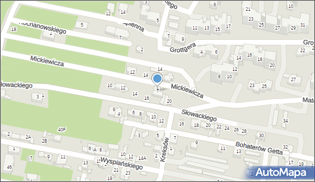 Sosnowiec, Mickiewicza Adama, 7, mapa Sosnowca