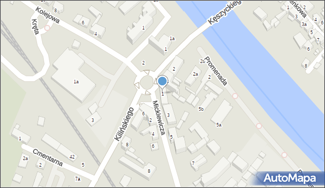 Śrem, Mickiewicza Adama, 1, mapa Śrem