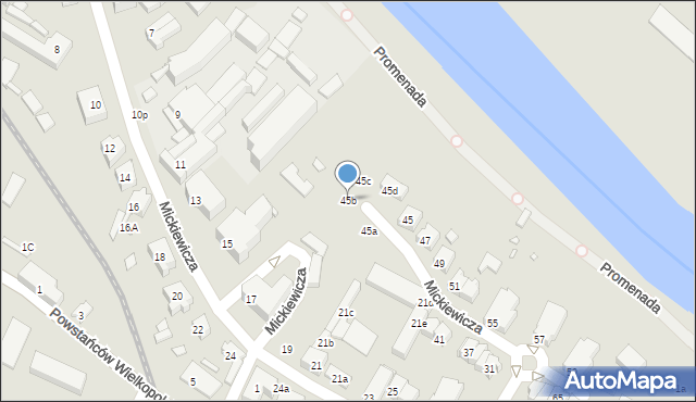 Śrem, Mickiewicza Adama, 45b, mapa Śrem