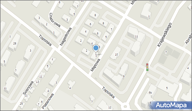 Środa Wielkopolska, Miętowa, 1, mapa Środa Wielkopolska