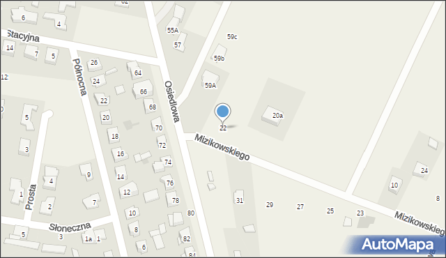 Stare Babice, Mizikowskiego Władysława, mjr., 22, mapa Stare Babice