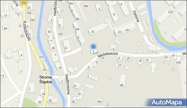 Stronie Śląskie, Mickiewicza Adama, 3, mapa Stronie Śląskie