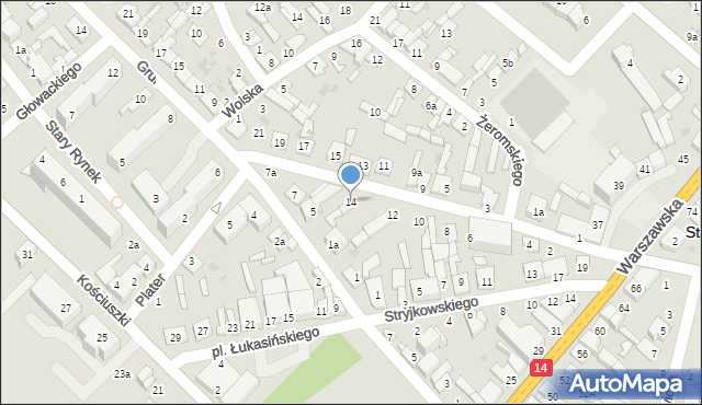 Stryków, Mickiewicza Adama, 14, mapa Stryków