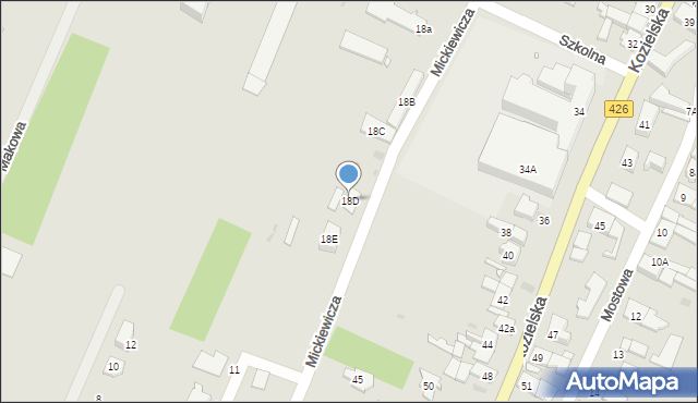 Strzelce Opolskie, Mickiewicza Adama, 18D, mapa Strzelce Opolskie