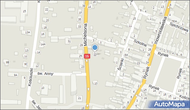 Strzelno, Michelsona, 12, mapa Strzelno