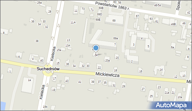 Suchedniów, Mickiewicza Adama, 24, mapa Suchedniów