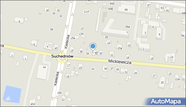 Suchedniów, Mickiewicza Adama, 32a, mapa Suchedniów