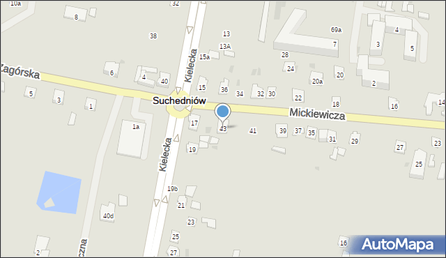 Suchedniów, Mickiewicza Adama, 43, mapa Suchedniów