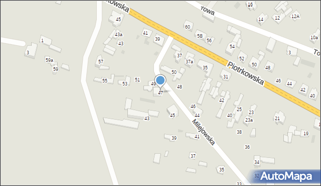 Sulejów, Milejowska, 47, mapa Sulejów