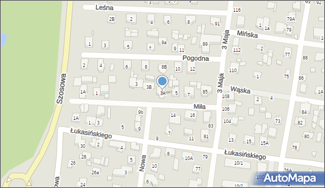 Sulejówek, Miła, 3A, mapa Sulejówek