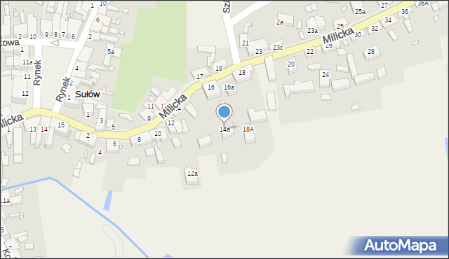 Sułów, Milicka, 14a, mapa Sułów