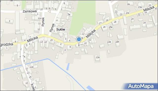 Sułów, Milicka, 8, mapa Sułów