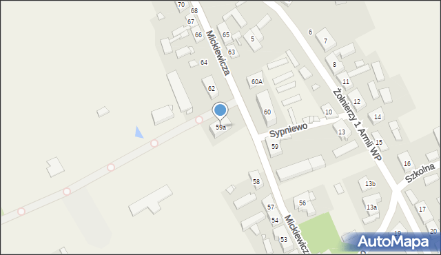 Sypniewo, Mickiewicza Adama, 59a, mapa Sypniewo