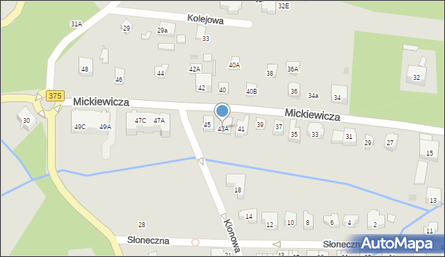 Szczawno-Zdrój, Mickiewicza Adama, 43A, mapa Szczawno-Zdrój