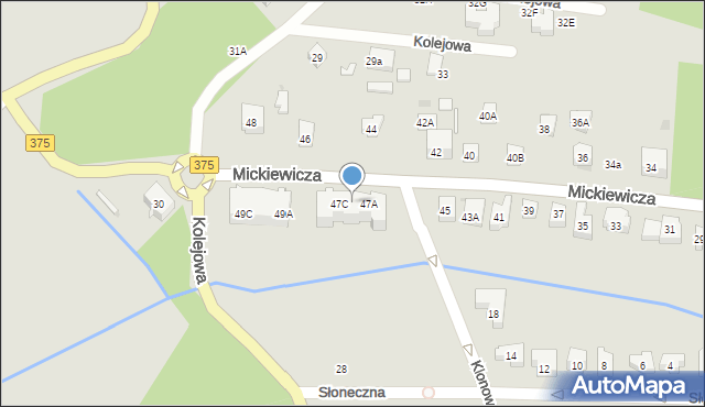 Szczawno-Zdrój, Mickiewicza Adama, 47B, mapa Szczawno-Zdrój