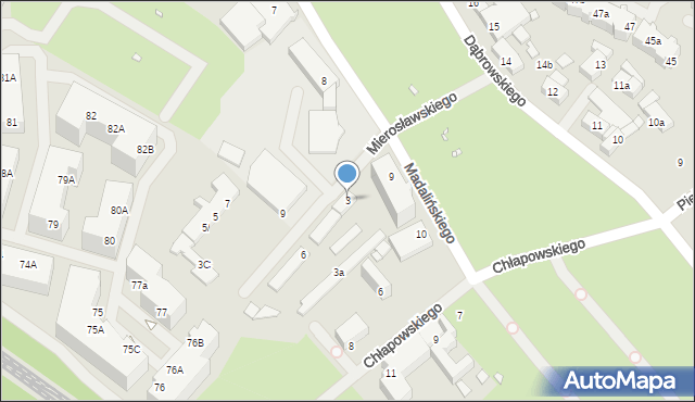Szczecin, Mierosławskiego Ludwika, gen., 3, mapa Szczecina