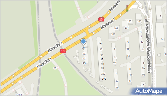 Szczecin, Mieszka I, 90, mapa Szczecina