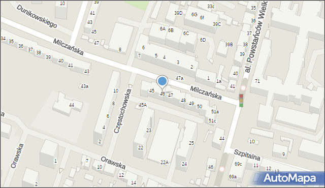 Szczecin, Milczańska, 46, mapa Szczecina