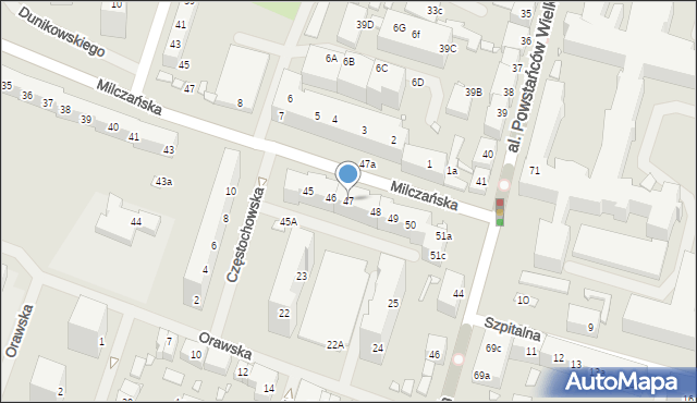 Szczecin, Milczańska, 47, mapa Szczecina