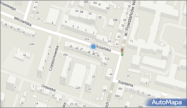 Szczecin, Milczańska, 49, mapa Szczecina