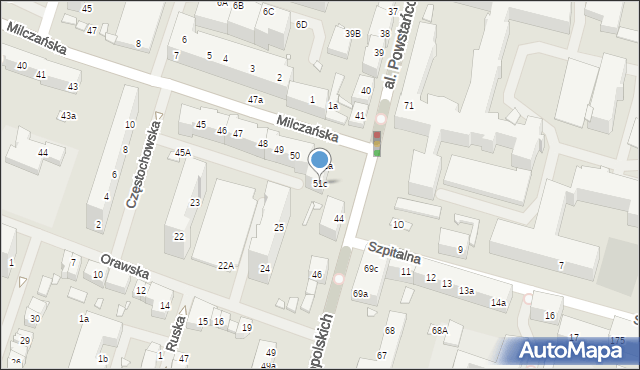 Szczecin, Milczańska, 51c, mapa Szczecina